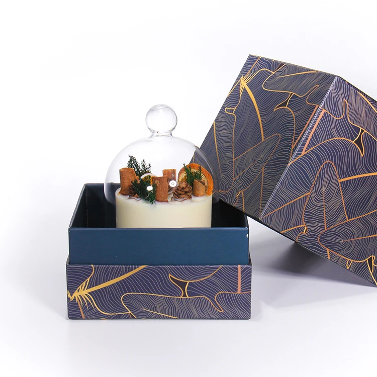 Custom Christmas Glass Candle Jar With Bell Cloche Dome Lid Scented Wax Cup Candle Holder