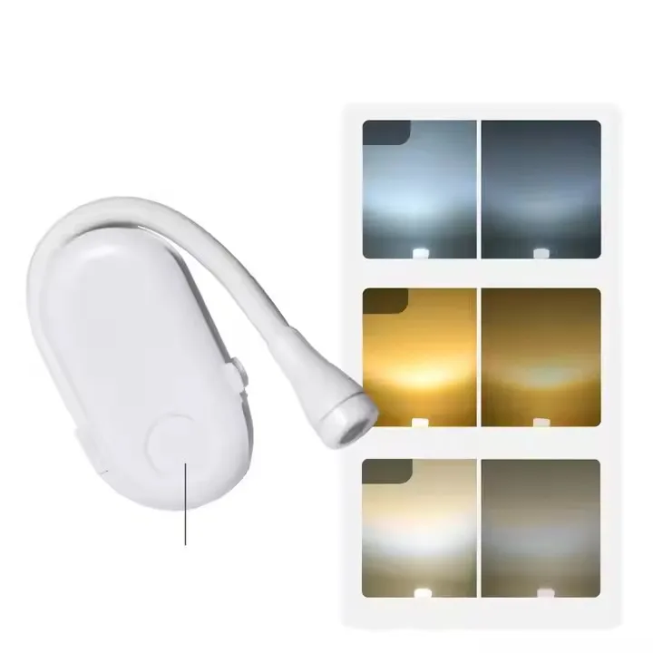 Two Colors LED Rechargeable Book Light  For Reading in Bed Eye Caring Small Lightweight Clip On Book Reading Light For Kids 3CCT