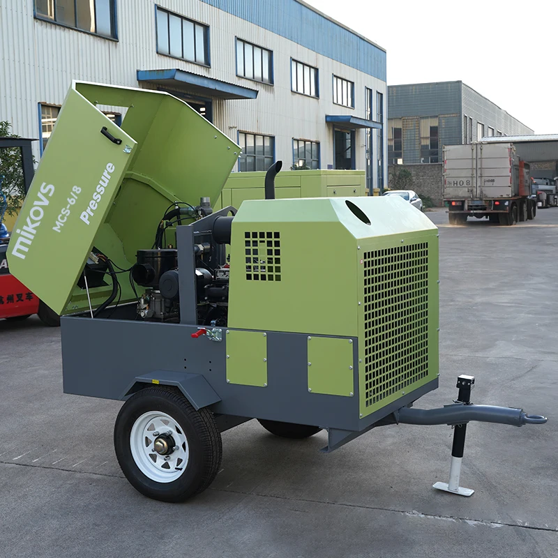 Mikovs 25hp 30hp 50hp Portable Mining Diesel Engine Screw Air Compressor Diesel Screw Compressor With Wheels