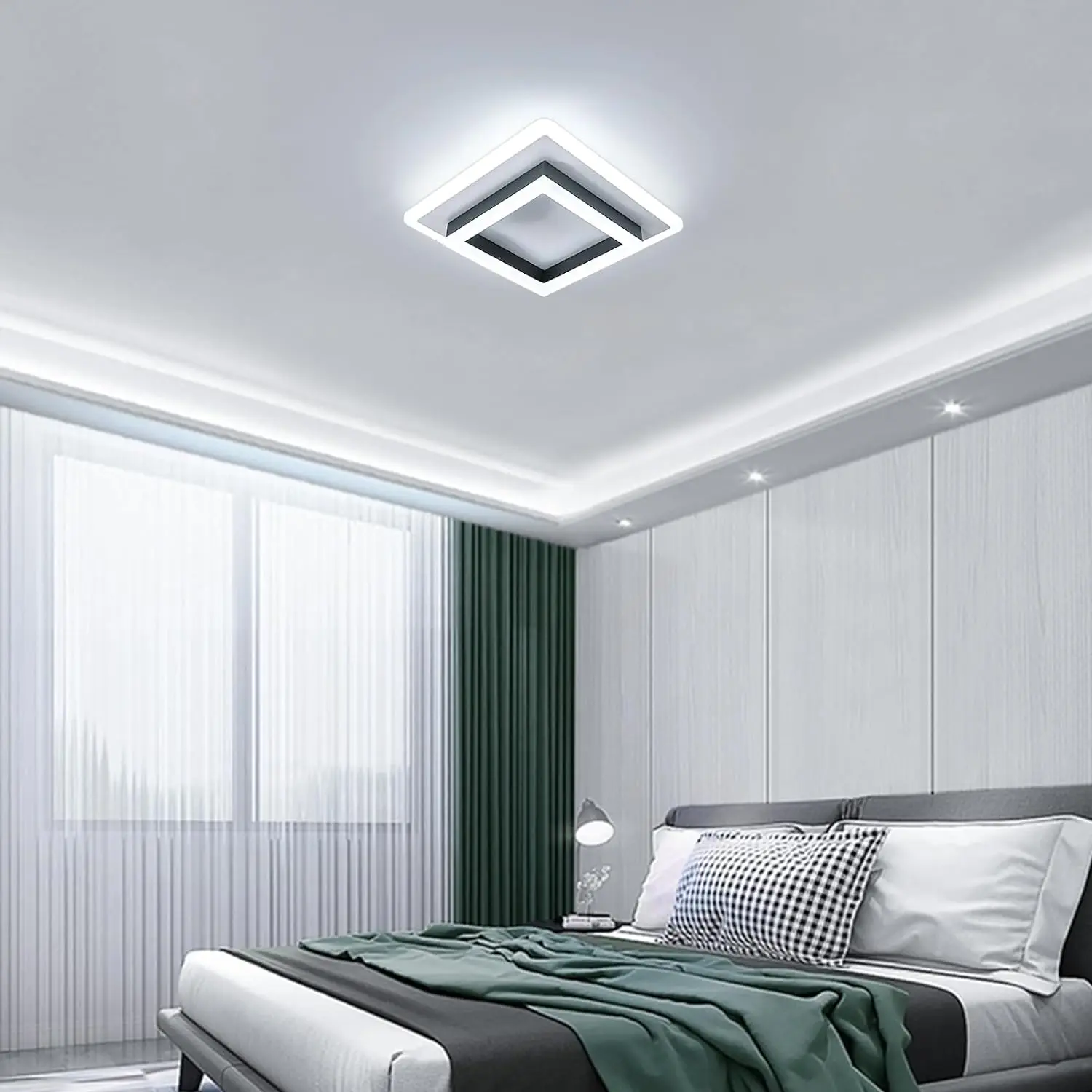 Modern Living Room Bedroom Black Ceiling Light Cold White Square Led Ceiling Light Led Lampen Deckenlampen