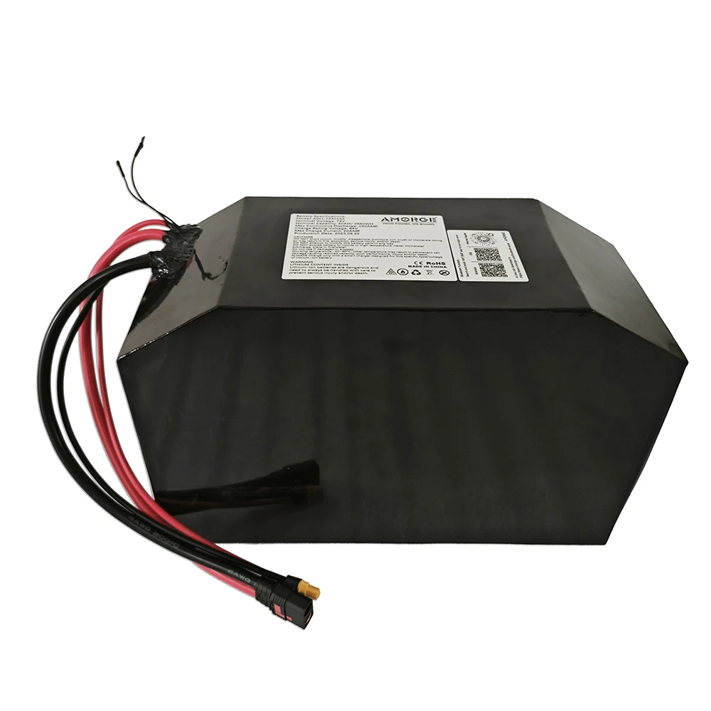 Amorge 72v 40AH 150A  battery pack  with84V 5A  charger, Bluetooth BMS,Copper Nickel Weldin for Fiido
