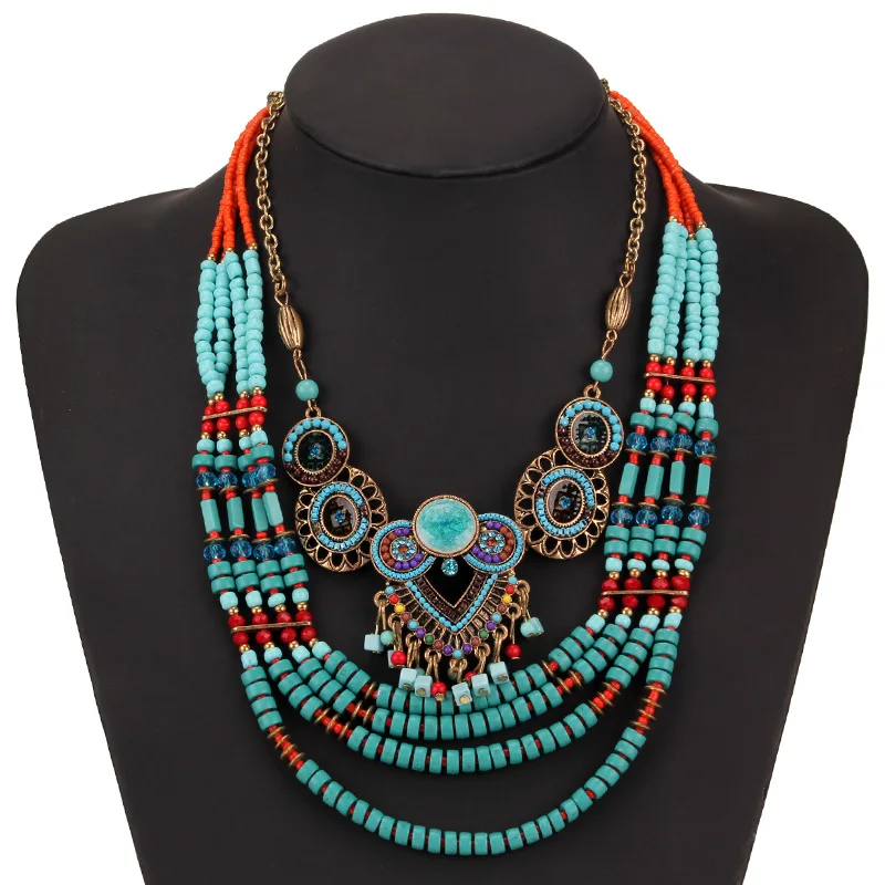 Fashion Custom Handmade Bohemian Seed Beads Necklace Jewelry Set