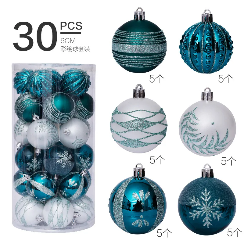 30PCS SET  Christmas Tree Ornaments  Colorful 6cm DIY Christmas Balls