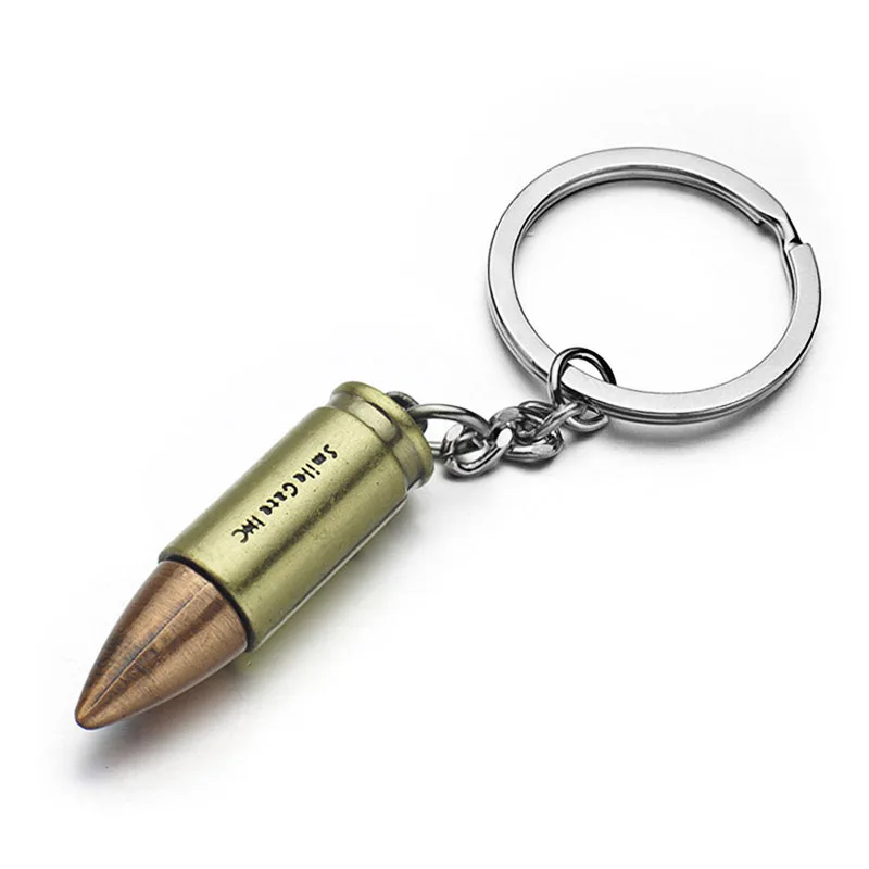 2022 High Quality Promotional Custom Gold Metal Antique Gold Bronze Gun Bullet Luxury Car Keychain