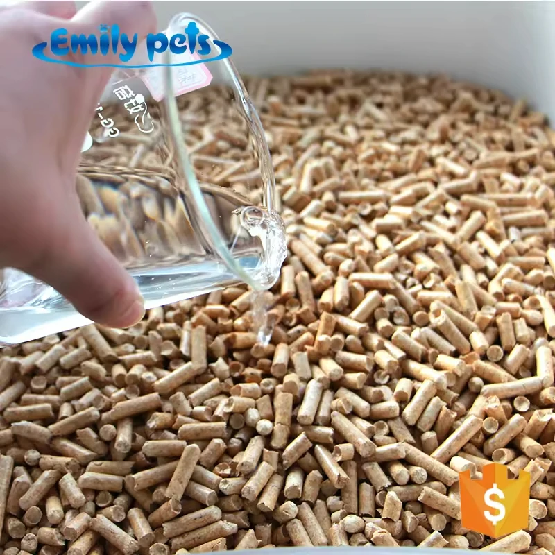 Emily Pets Wholesale natural carbon pine wood pellet biodegradable pine cat litter pellet