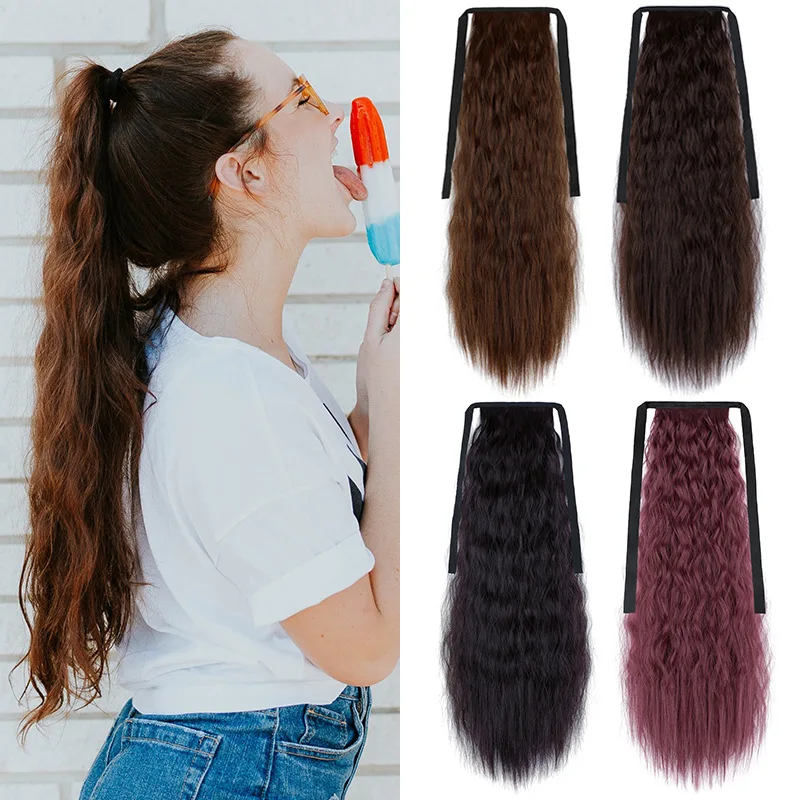 Оптовая продажа, волосы для приема конского хвоста, волосы из синтетического волокна, термостойкие волосы для приема конского хвоста, конский хвост, кукурузный венчик