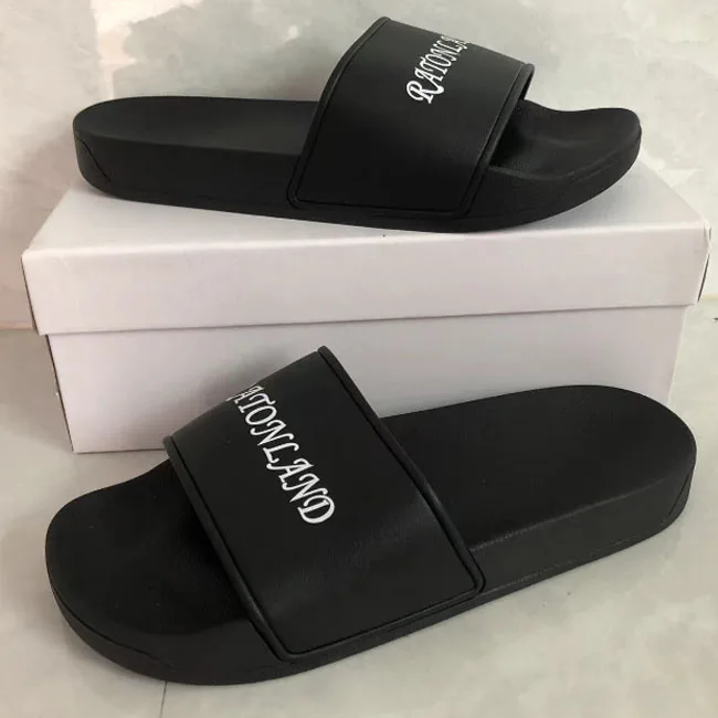 Custom 3D Embossed Logo Letters Printed Slides Sandals Branded Men Slide Slipper PVC EVA Rubber Sliders Manufacturer