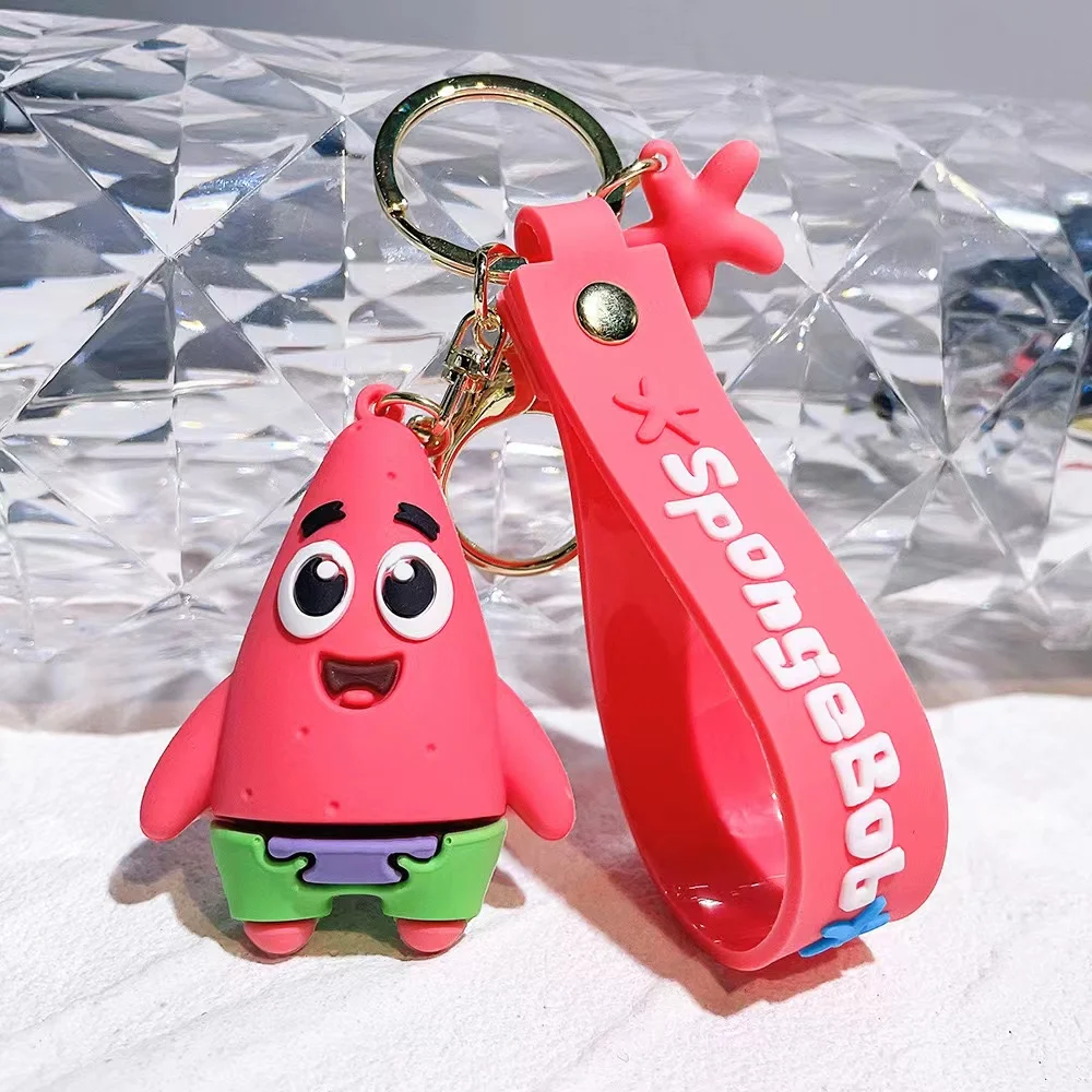 Аксессуары оптом ПВХ резиновый 3D милый аниме брелок мультфильм Губка Боб