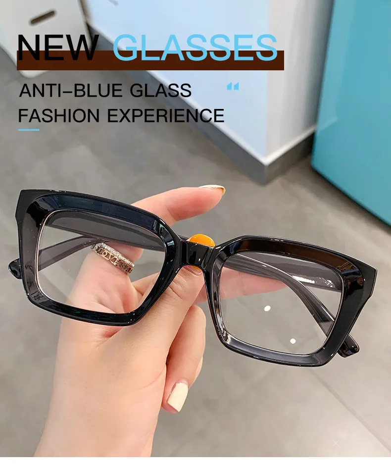 Decorative Sunglasses Square Oversized Eyewear Vintage Women Trend Clear Optical Myopia Frame Glasses Popular Goggle Sunglasses