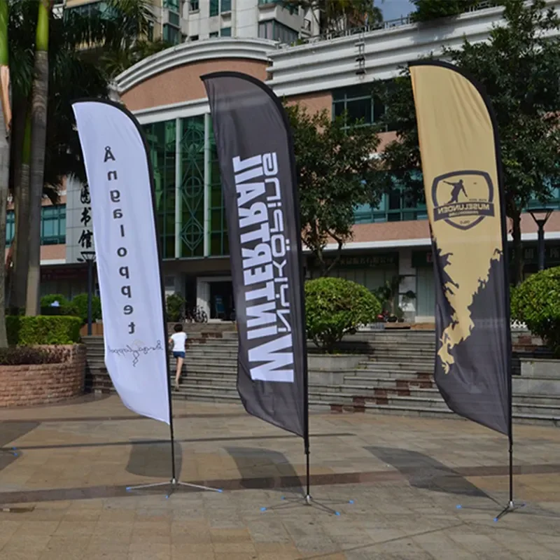 Advertising banner stands custom logo bali printing polyester pole teardrop promotional flying beach feather flag