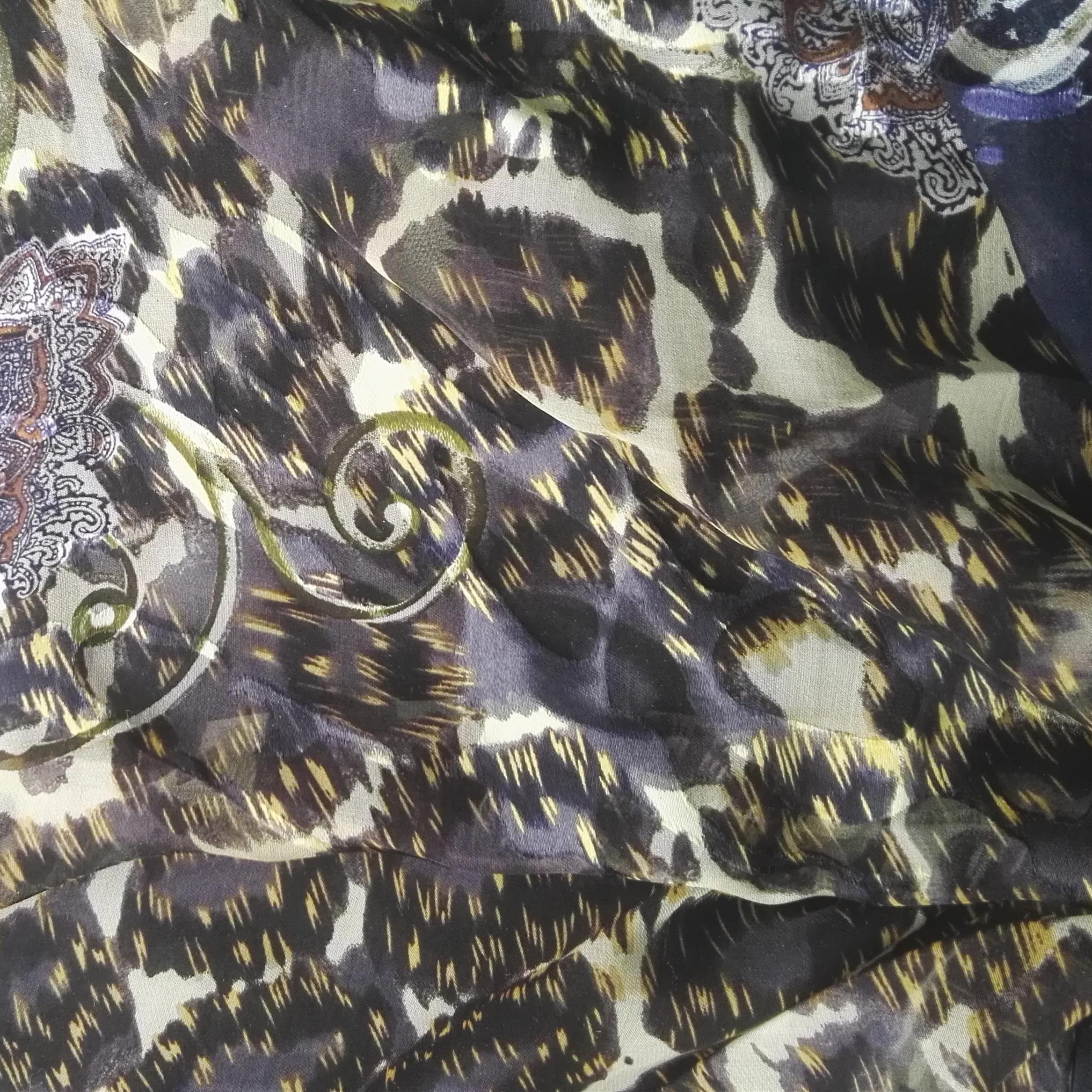 
Burnt out Silk Viscose Satin fabric 