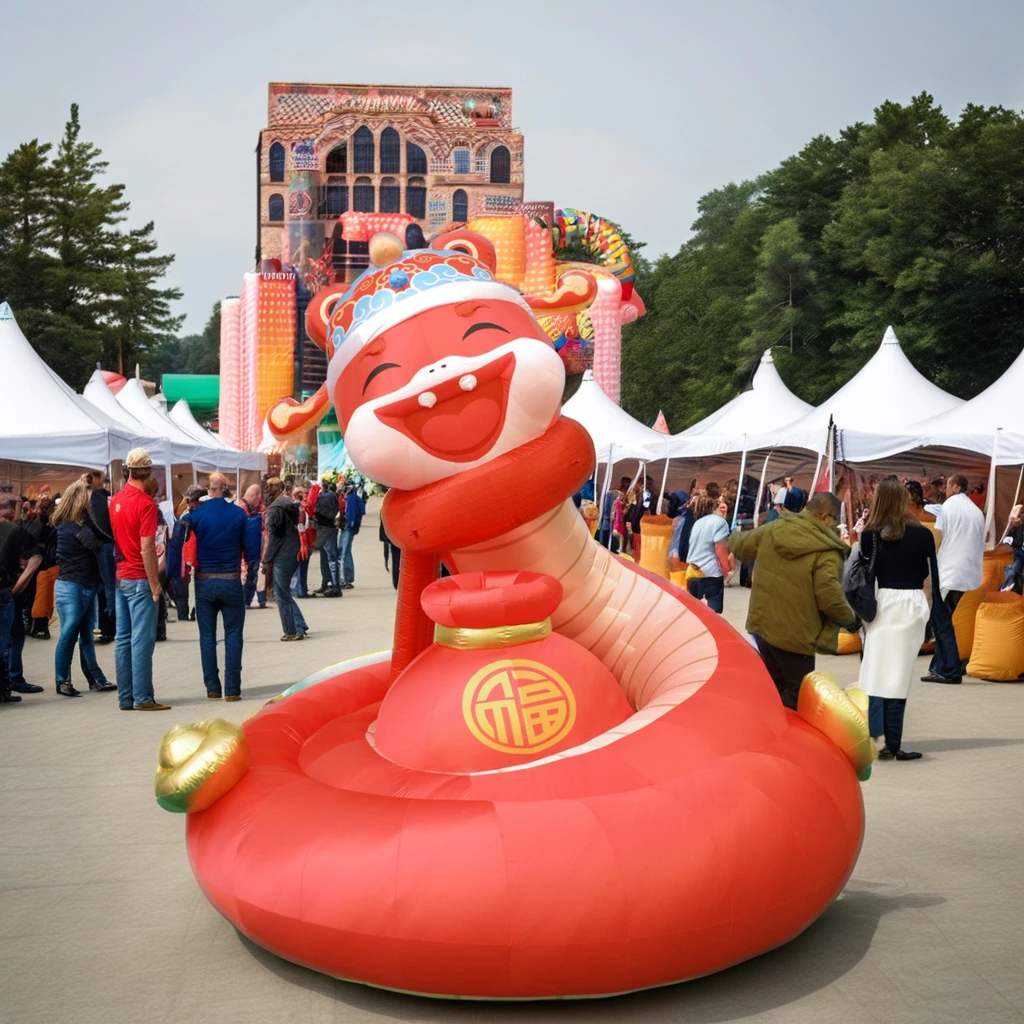 Inflatable Animal Cartoon Snake God Of Wealth Inflatable For Events Giant Inflatable Snake