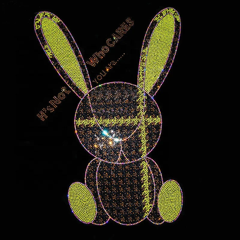 Hot selling New arrival Cartoon Bear Iron On Rhinestone Motif Hot Fix Rhinestone Sticker Transfer Logo For Kids Garment