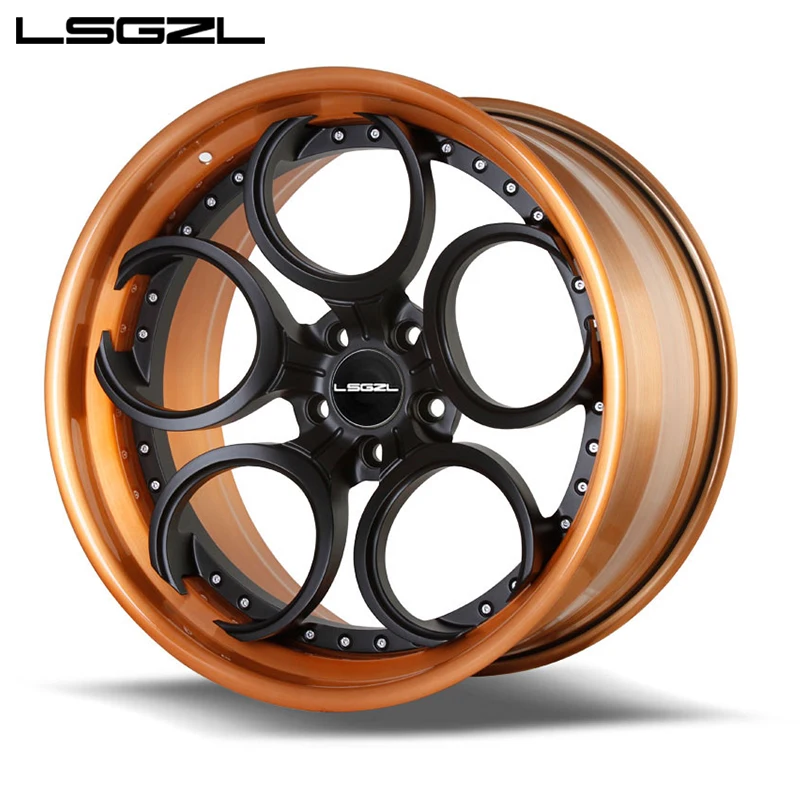 LSGZL custom forged 2 piece car rims alloy wheel Pcd 6X139.7 5x120 5x130 16 19 20 24 26 28 inch rims passenger car wheels