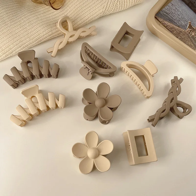 Модные однотонные Цветочные заколки для волос, матовые элегантные Геометрические зажимы для волос для женщин и девочек
