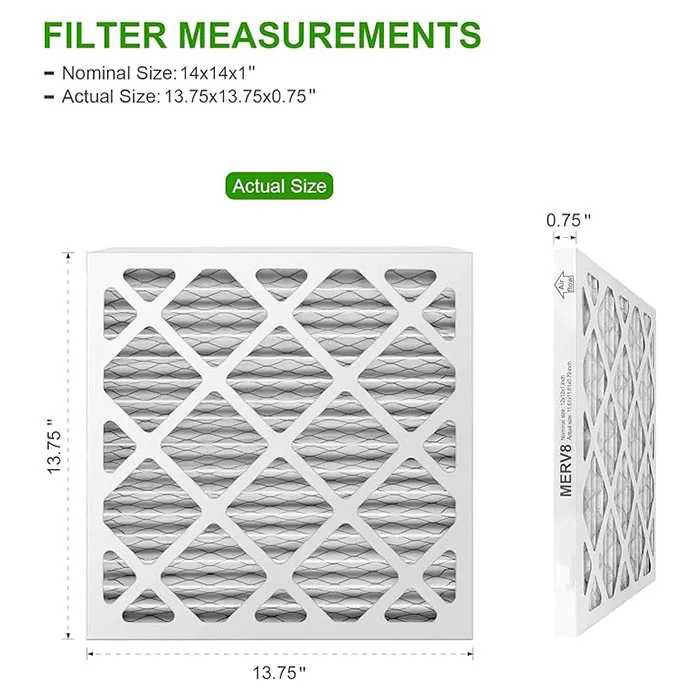 14x14x1AC Furnace Air Filter for MPR 600 Pleated HVAC Filter 14x14x1 AC Furnace adapted to MERV 8 Pleated HVAC Filter