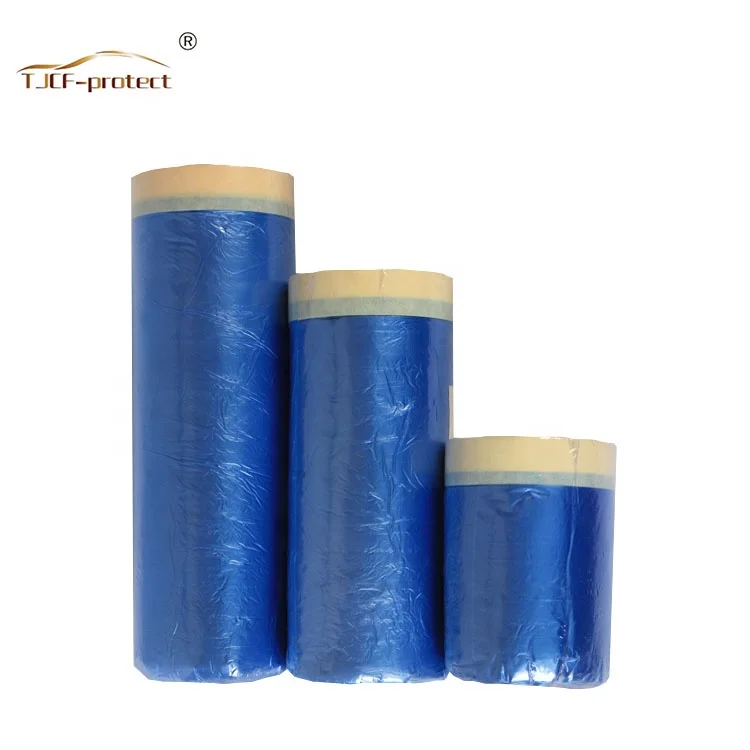 Clear Plastic Protecting Masking Film Cover Roll for Auto Vehicle with paper tape