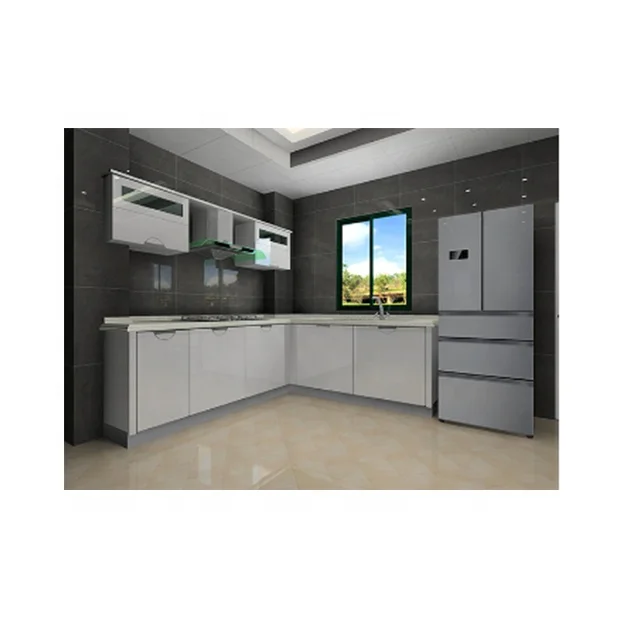 Customized  modern style pvc grey kitchen cabinets