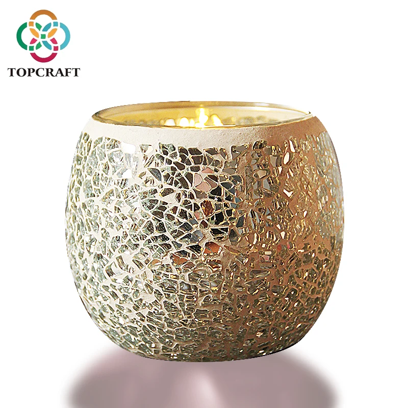 Wholesale Colorful Mosaic Candle  Cheap Glass Candlesticks  Candle Jars For Wedding And Home Decoration