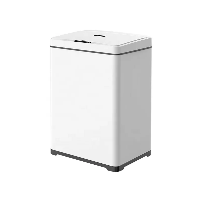 30L Anti-fingerprint Trash Can with Lid Sensor Garbage Bin White Smart Kitchen bins office trash can smart