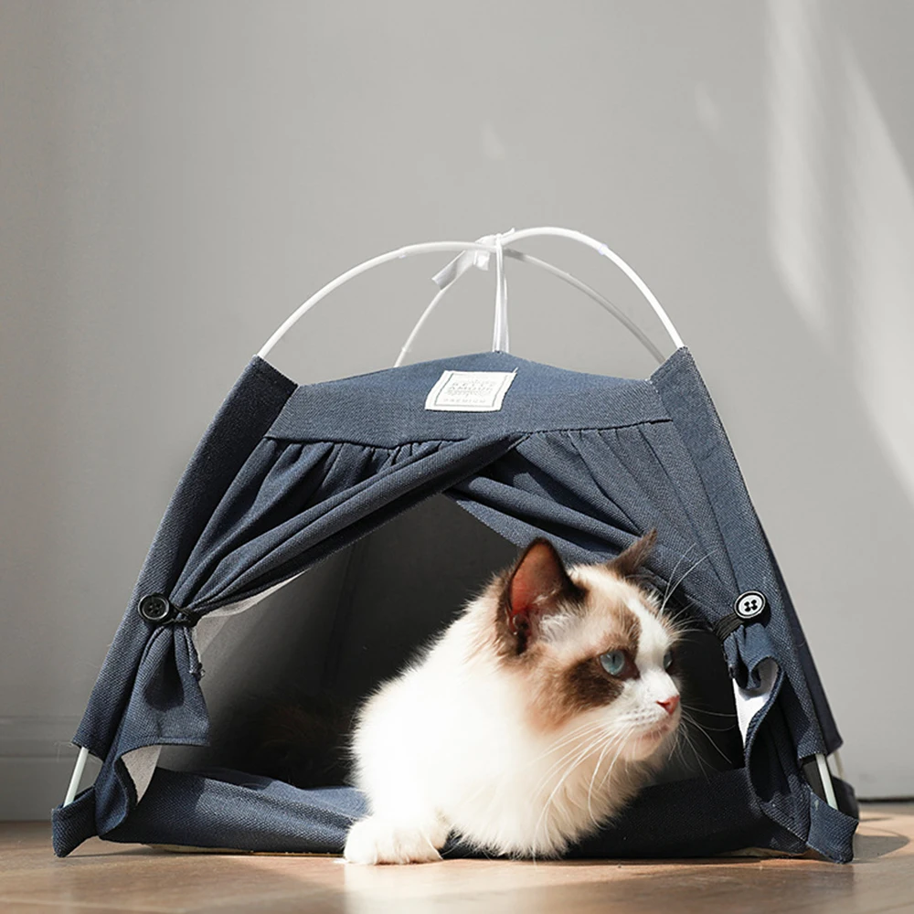 Foldable pet camping bed for cats small dogs portable breathable detachable outdoor pet cat tent house bed