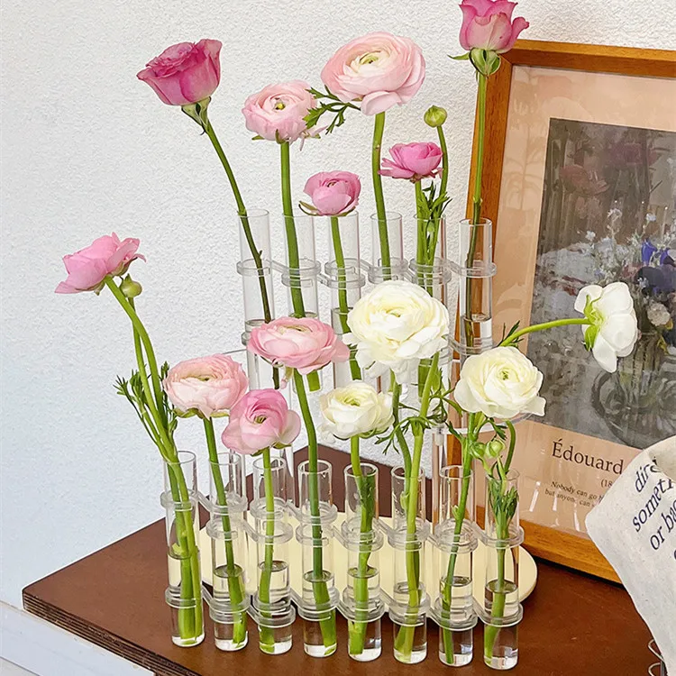 Nordic Test Tube Flower Vase Clear Hydroponic Arrangement Flower Glass Vase Set