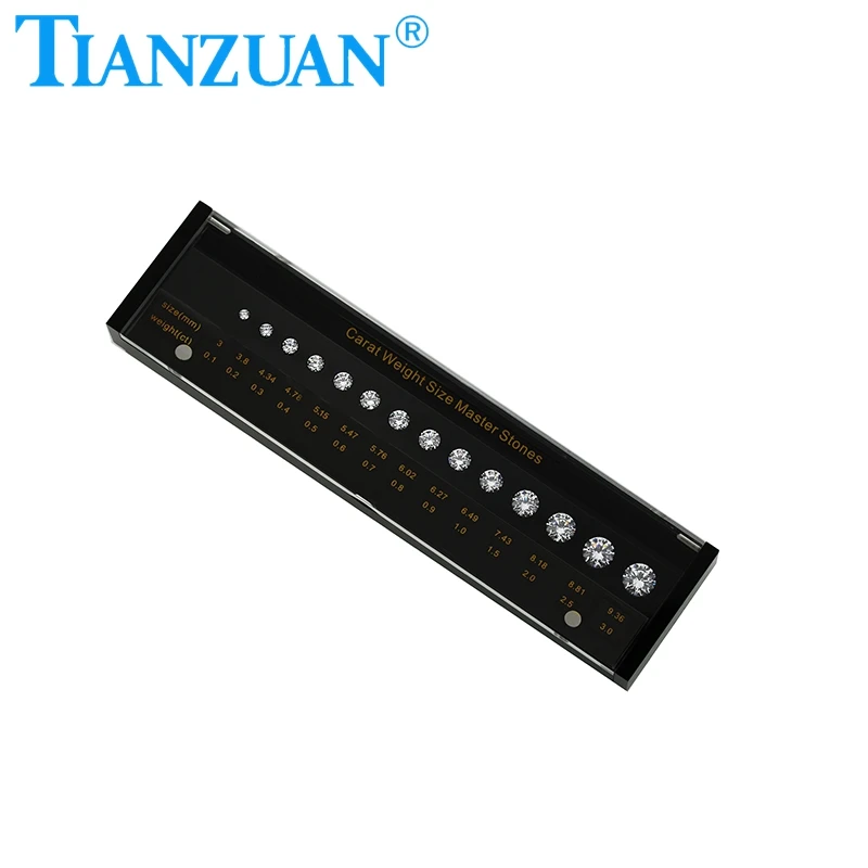 Black box 4C  diamond carat weight size master stone set   round shape  cz stone  cubic zirconia