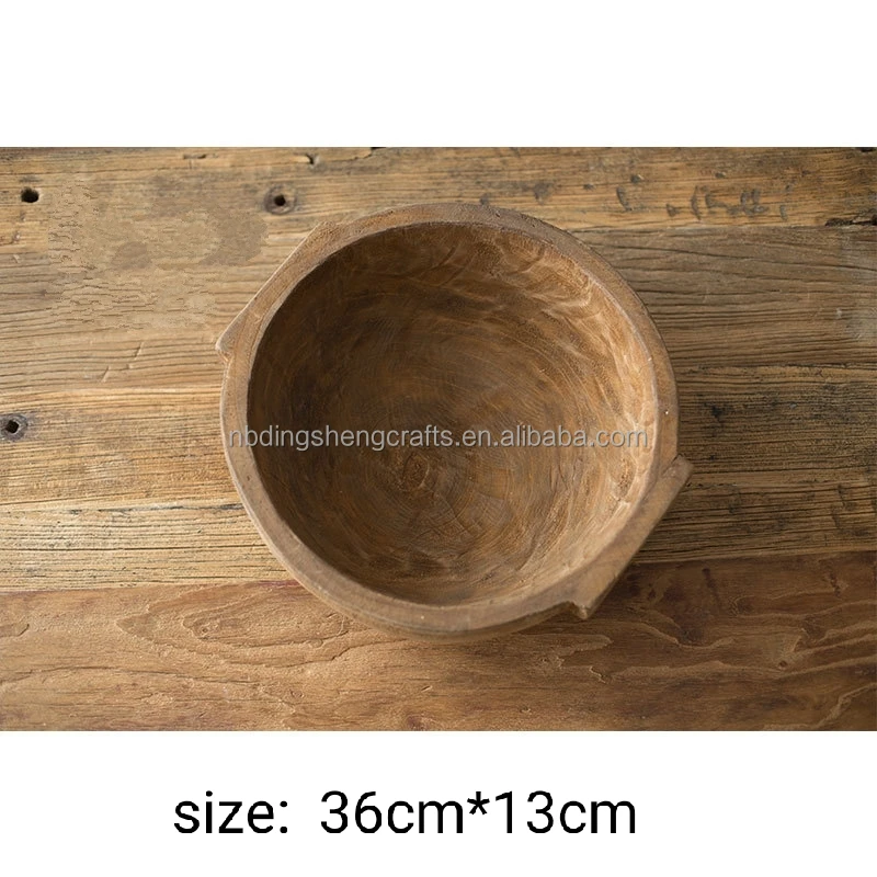 
wooden dough bowl for decor natural wooden pot with handle for garden home use rustic farmhouse decor/wooden bowl photo props 