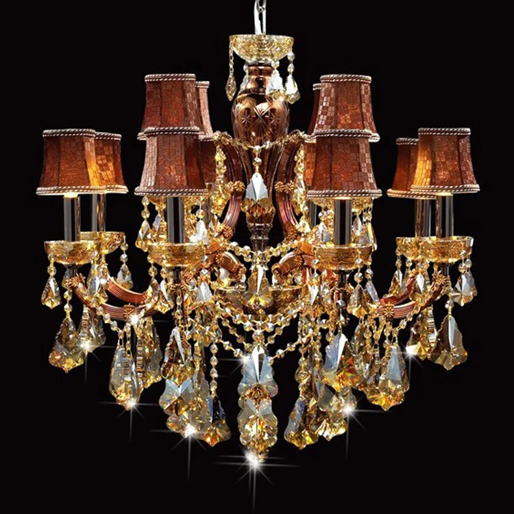 Amber Crystal Light Cristal Light Cognac Crystal Modern Pendant Light Maria Theresa Chandelier Restaurant Chandelier CZ6009/12