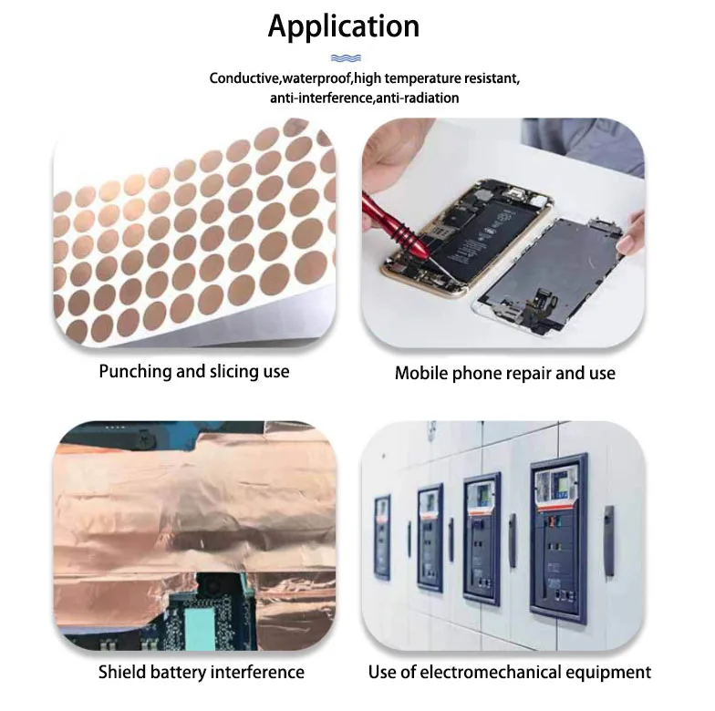 Self-adhesive single-sided conductive copper foil tape anti-interference shielding high temperature copper foil tape customised