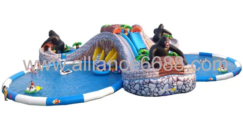 Alliance Factory Sale Pvc Outdoor Commercial Rental Inflatable Gorilla Water Park with Bed for Children and Adults for Sale