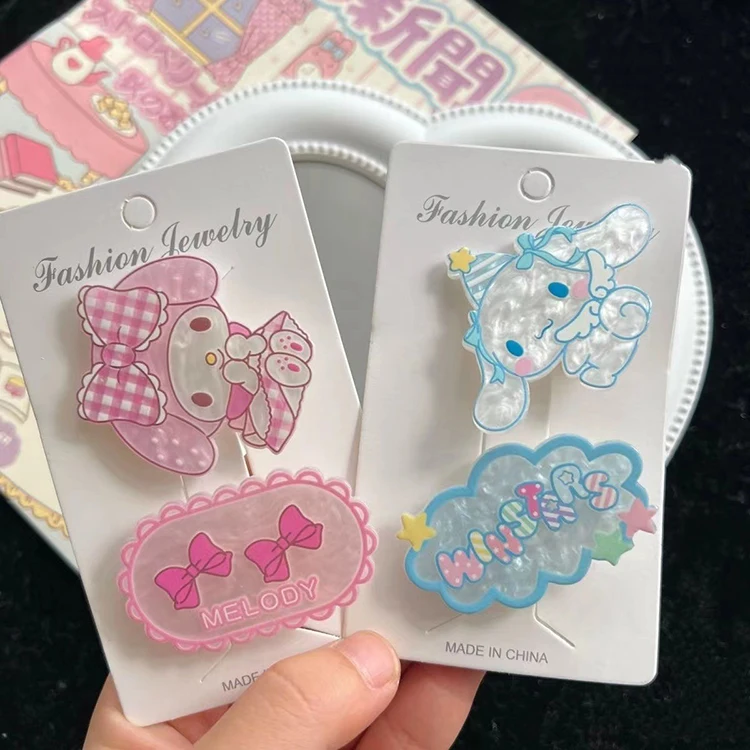 2PCS -SET cartoon acrylic Hairpins for girl cute Kulomi crocodile clip kids hair accessories