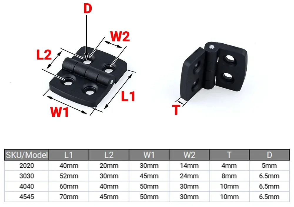 4545 Industrial Plastic black  nylon adjustable Cabinet Panel  torque Hinges Small Automotive Hinge for furniture hardware/door