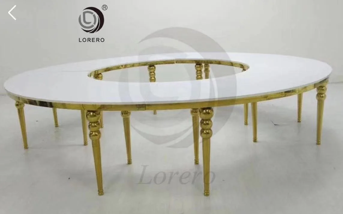 Stainless steel modular design- circle glass top dining table 4 pieces make a complete circle