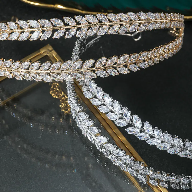 Factory directly sales summer new zircon hairband Amazon cross-border explosive gold and silver headband wedding tiara