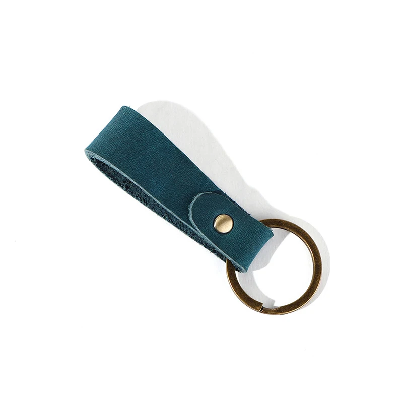 Genuine Cow Leather Keychain Metal Keyring Pendant  Key Chain Keys Holder Key Ring Gift Custom logo