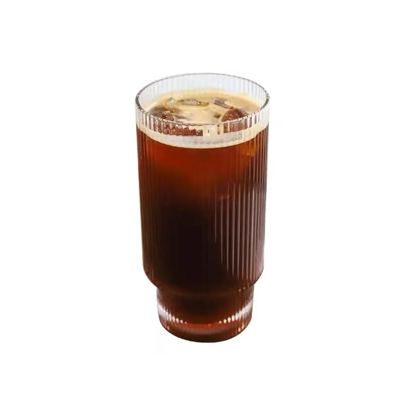 China Manufacturer Cup Cold Drink 230ML Glass Cocktails Bar Wine Stripes Coffee Mug Cup Whiskey Cocktail Glass