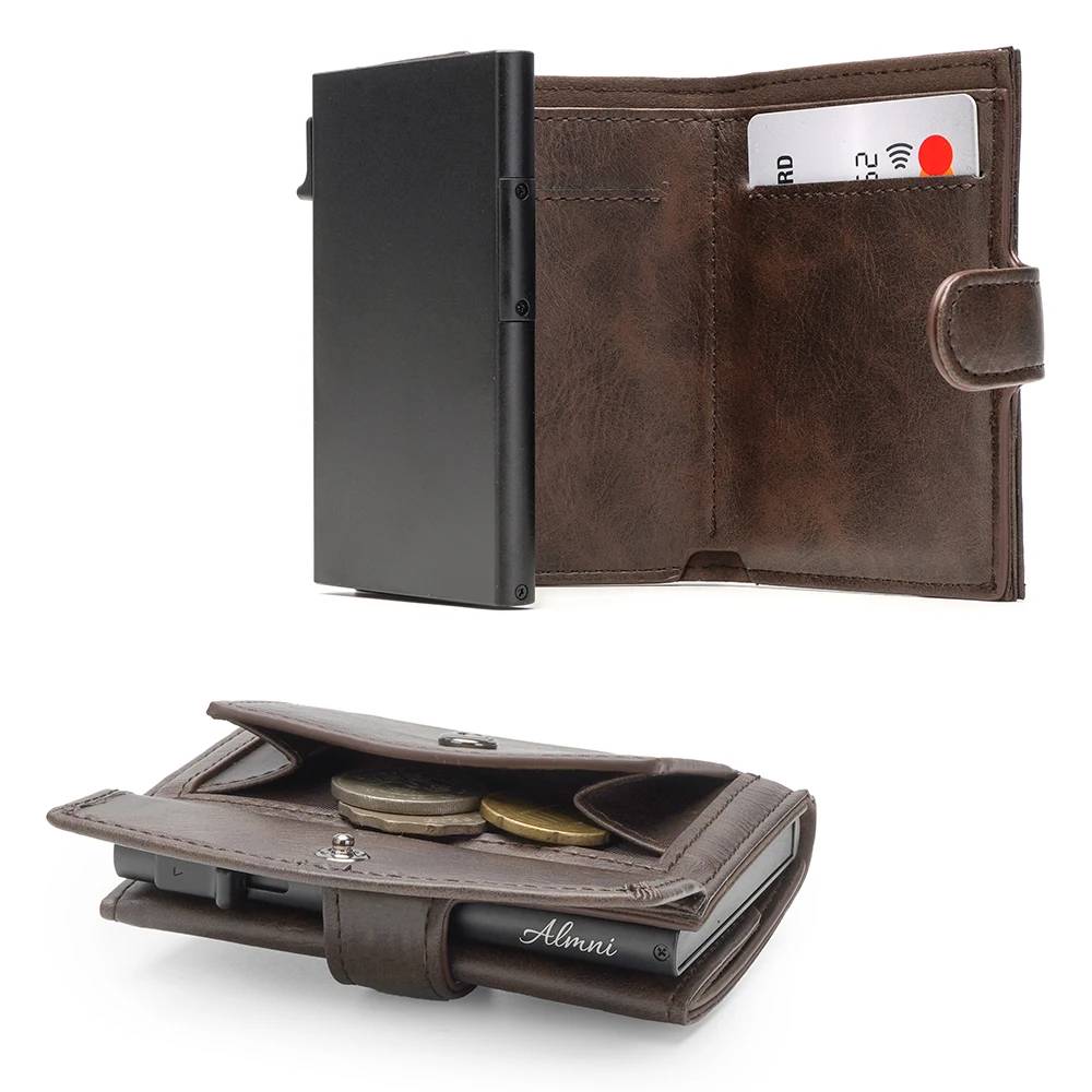 Slim Wallet Men Wallet Credit Cards RFID BLocking Aluminum Pop-up Access