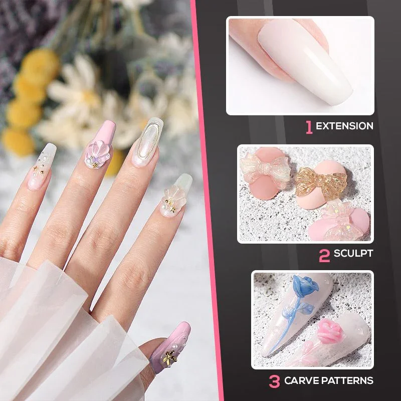 High Quality Multi Color Bright Poly Gel Nail Extension Kit Professional Matt Solid Gel Nail Gel Polish Solid Nail Glue Set