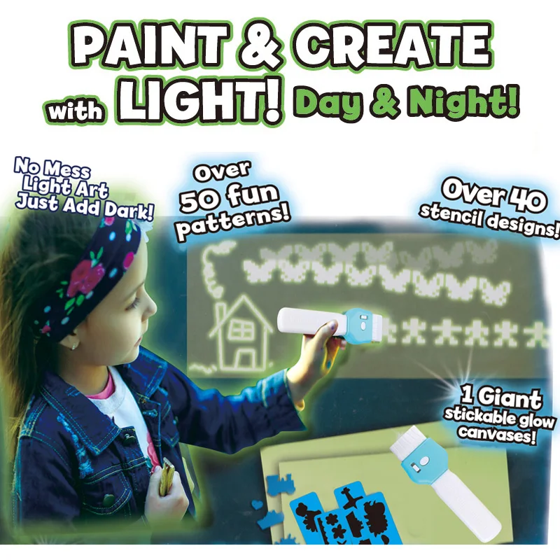 Doodle Pen Drawing Fluorescent Electric Brush Set Luminous Pattern Painter Magic Writing Board Painting Toys