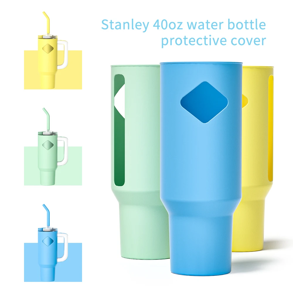 Anti-Skid Cup Water Bottle Bottom Protector Sleeve Cover Flexible Protective Silicone Bumper Boot for 40oz Tumbler Accessories