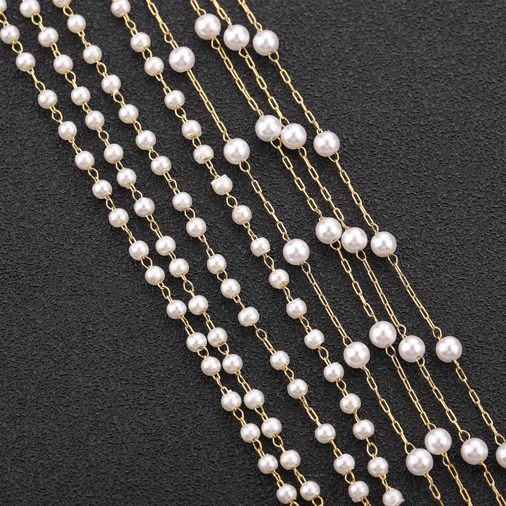 Fashion Roll Chain For Jewelry Making Gold Plated Jewelry For Women Stainless Steel Chain Bracelet Pearls