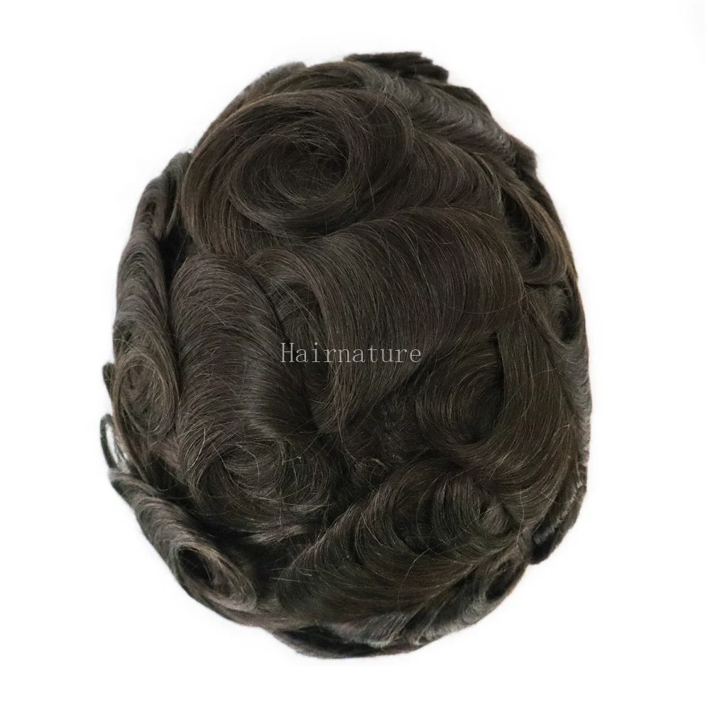 Skin V - PU Toupee Human Indian Hair Unit For Men Prosthesis