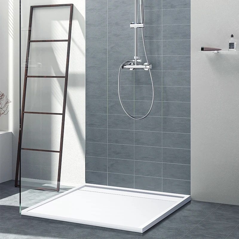 Luxurious Modern Cubicle Square Shower Tray White Artificial Slate Free-standing Bathroom Enclosures with Elegant Finish MC