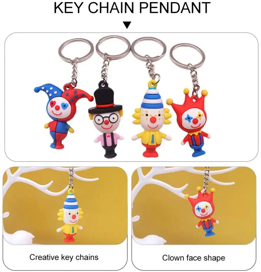 Customized High Quality 3D Clown Keychains Mini Joker Characters Figures Key Chains for Gift
