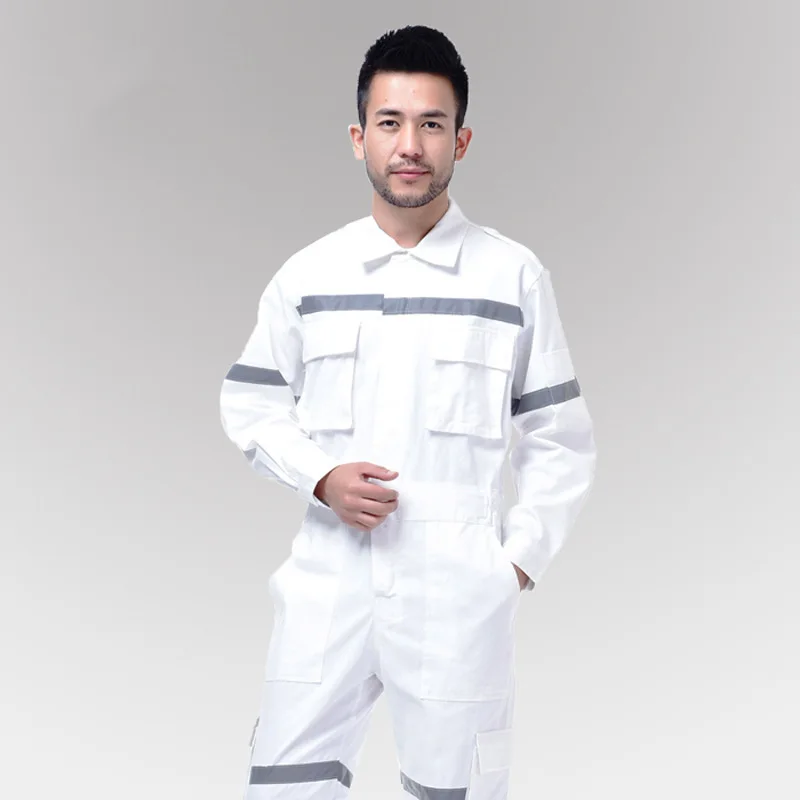 
New Design Long Sleeve White Uniform Coverall Cotton Reflective Worksuits Coverall Fire Retardant 