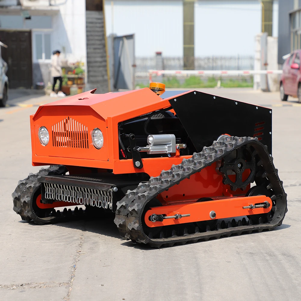 Hot Sale Made In China Rubber Crawler Robot Gasoline Self Propelled Garden Remote Control Lawn Mower with rubber tracks