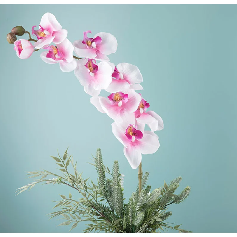 PU Faux Flower Artificial Orchid White Silk Orchids Plant Phalaenopsis Flowers for Home Decor