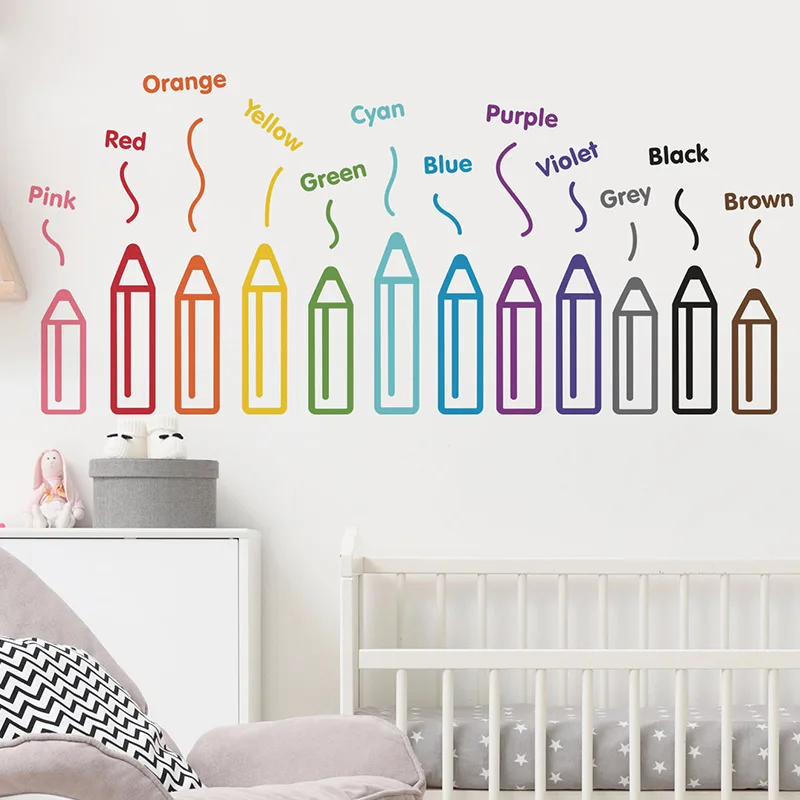 High quality colorful pencil school black board stickers wall paper kids wall decor wall stickers for home decor