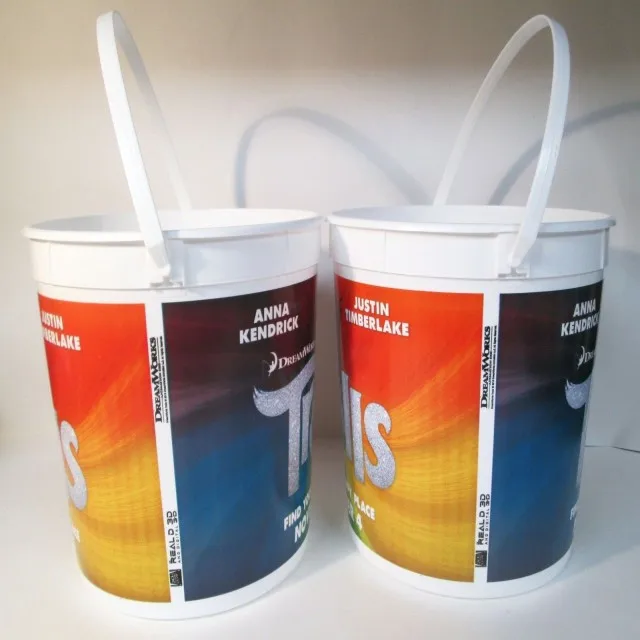 Popcorn Bucket Plastic 3D Custom Logo Printed Paper Popcorn Cup Bucket